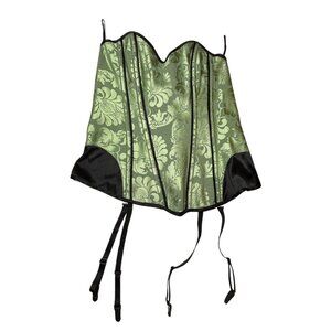 Green Brocade Corset Bustier Top • 1X • NWT • Intimate Attitudes